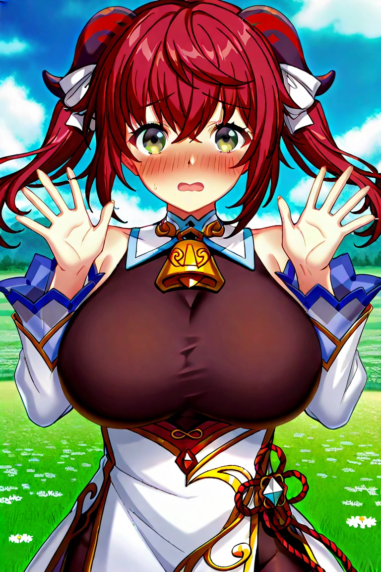 nsfw,unreal engine, best quality, very aesthetic, absurdres, pov, xxx, 1girl, nozomi \(princess connect!\), princess connect!, huge breasts, seductive smile, lens-flare, depth of field, orgasms, masturbation, touch pussy, blonde hair, girl on top, cowgirl position, after sex ,sit astride , perspired, clothes lift, evil smile, areola slip, cheek-to-cheek , leaning forward, (dark red hair:1.1)