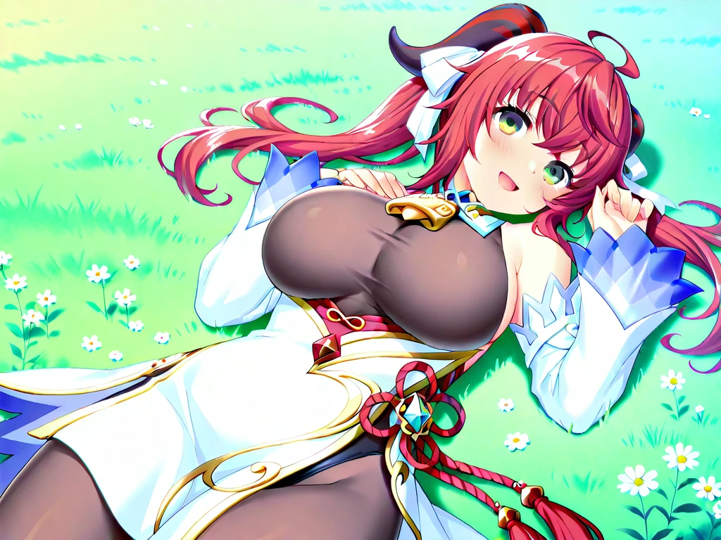 In a garden full of flowers, under the sunlight, Super high quality(8K) Masterpiece Best Quality 1girl Detailed Beautiful Woman soft and big breasts, highly detailed blue eyes shiny big nipples nature_lit, shining outdoors, Highly detailed wavy long hair, Beautiful night sky Highly detailed clear white skin Highly detailed single line pussy albino big breasts troubled face red cheeks transformation Completely naked small face realistic adult erotic woman Bewitching eight-headed body shy face elf Face-to-body ratio(1:7)spread legs Red hair garter belt gloves up to the elbow Thighhighs Muchimuchi Robe of skimpy