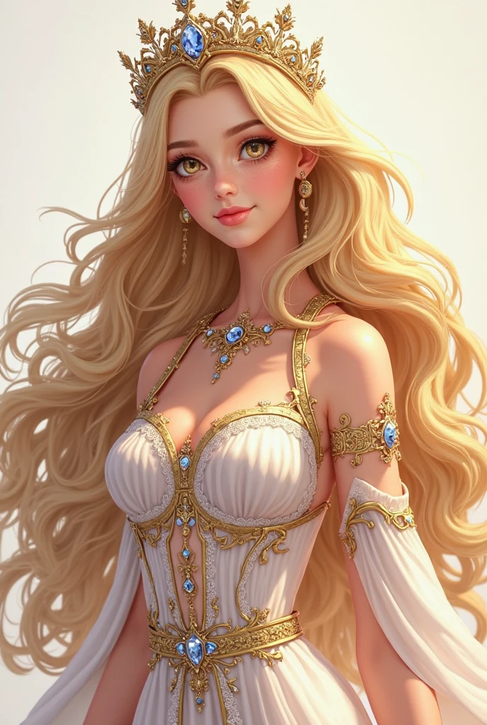 tmasterpiece,Highest image quality,Beautiful bust of a royal lady,Delicate blonde hairstyle,blue eyes,Embellished with a dazzling array of intricate jewelry,super detailing,upscaled。