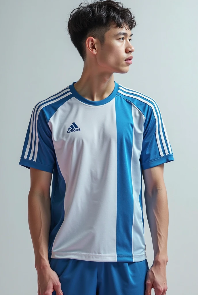 Dark blue and orange striped football shirt
