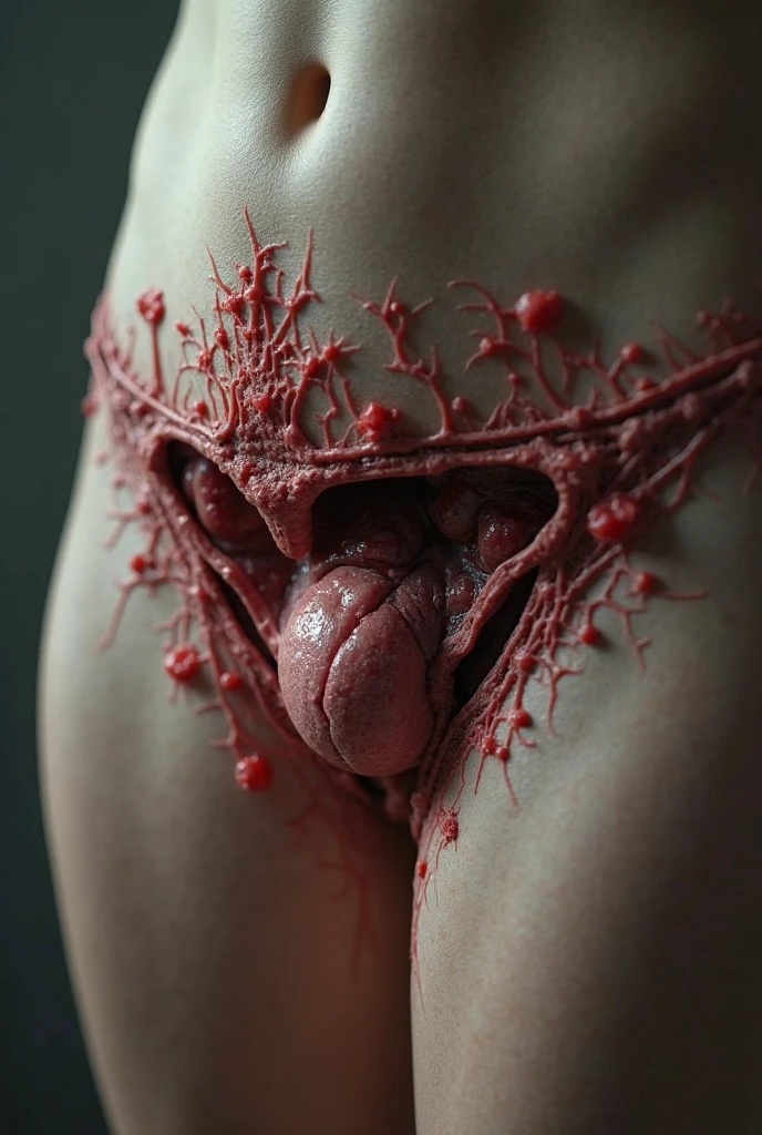 Make me a picture of a woman's thigh with a deep cut