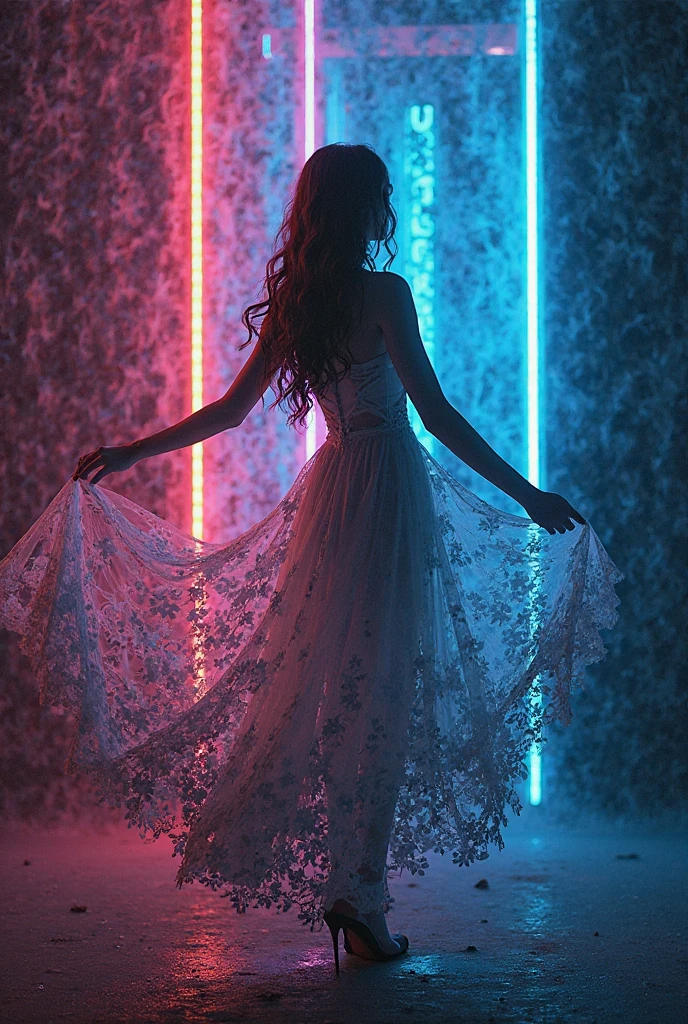 intricate patterns,
a woman, luminous design, pastel colours, ink drips, autumn lights