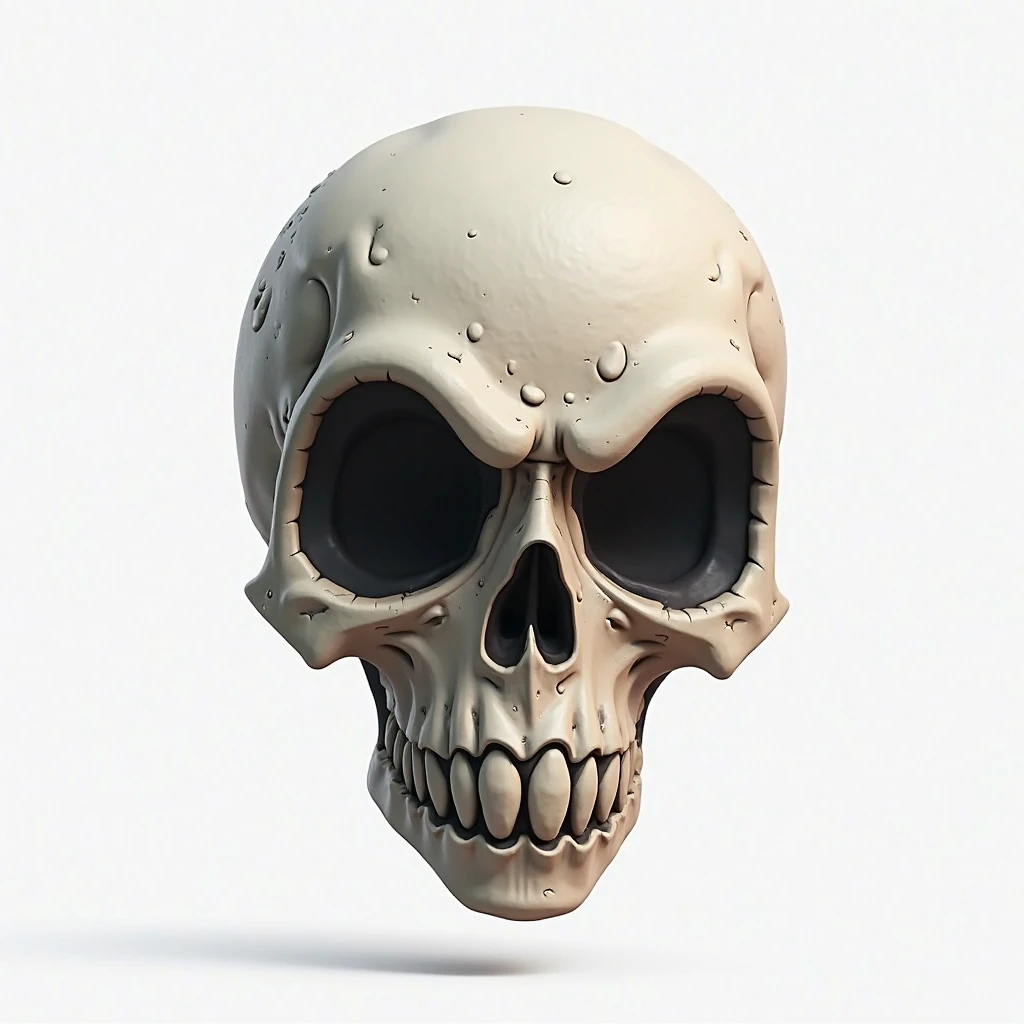 A pixar-like image of a skull with no background 