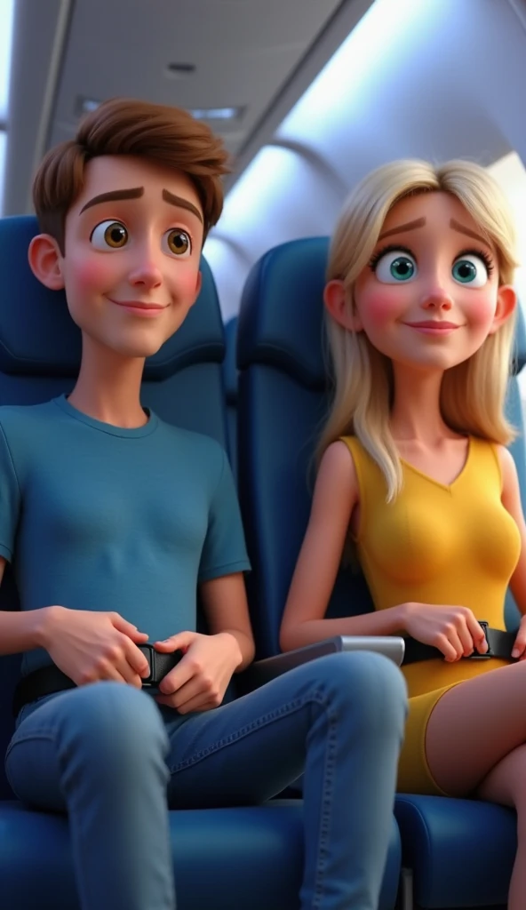 pov, gwen tennyson, sitting, inside a train, crossed legs, white pants, blue shirt, long sleeves, short hair, ???? flash, ?????, man