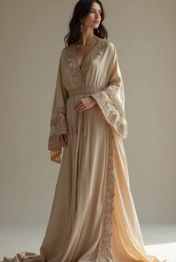 {{masterpiece, best quality, extremely detailed CG, unity 8k wallpaper, cinematic lighting, }}, Sony α7, wide frame, A man crossdressing as a woman wearing perfect loose hijab, no hair seen, pastel abaya dress, and slippers standing straight in the kitchen with timid pose and serene expression, he is facing to the front, detailed face, detailed clothes, detailed background