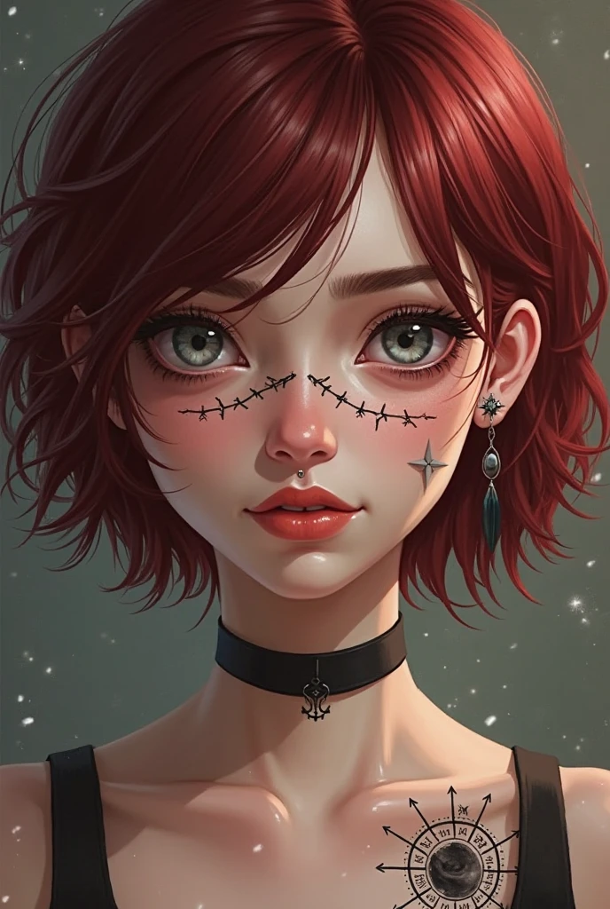 1girl,portrait of beautiful NobaraJK,<lora:nobaraJujutsuKaisen_v1:0.6>,
(a rose instead of an eye, A rose for an eye:1.8),
(brown eyes, brown | orange hair, square, straight hair:1.4),(drawing of roses on the cheek, rose petals, rose thorns:1.5),(evil:1.5),