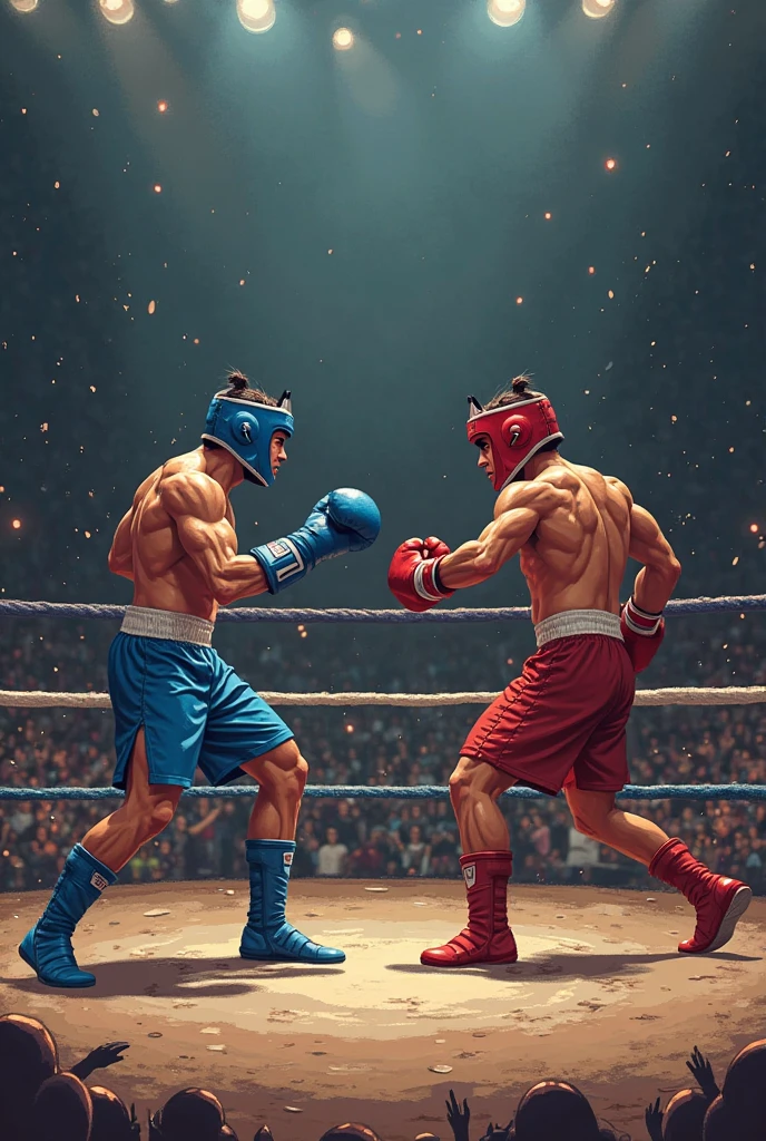3D Cat Real,Boxer shorts with the ring in the background,boxing,fight,2 people,Punch in the face,fight
