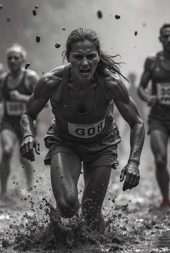 two completely naked beautiful women with long hair are running across a field against the backdrop of a black stormy sky, a strong wind blows their hair, they are scared, two naked women, fashion photography, portrait, in the style of Peter Lindbergh, masterpiece