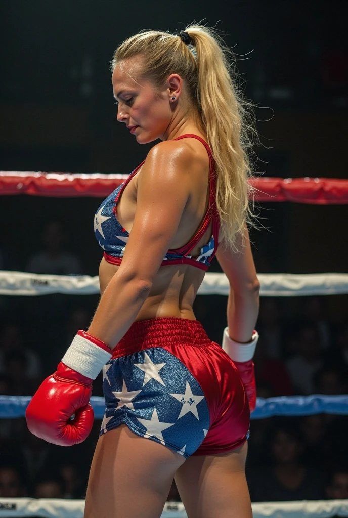 Britney Spears beautiful, smiling, boxing in and big red boxing gloves
