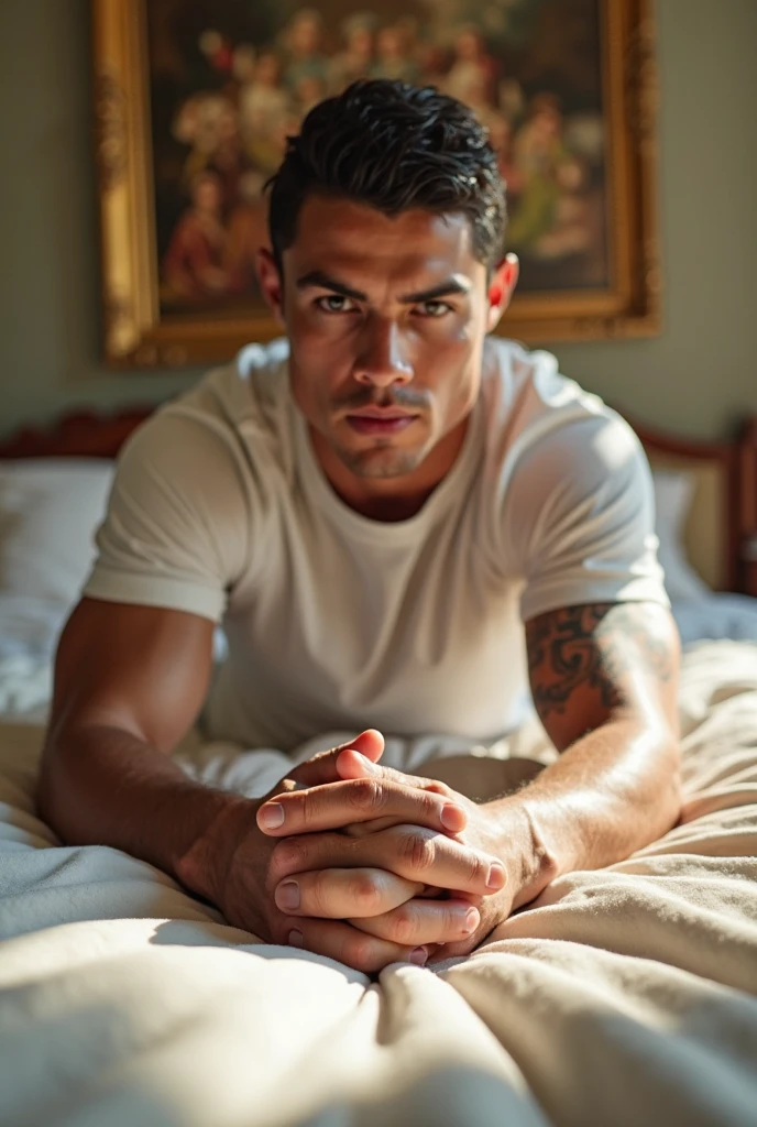 Cr7 tied to a bed half naked