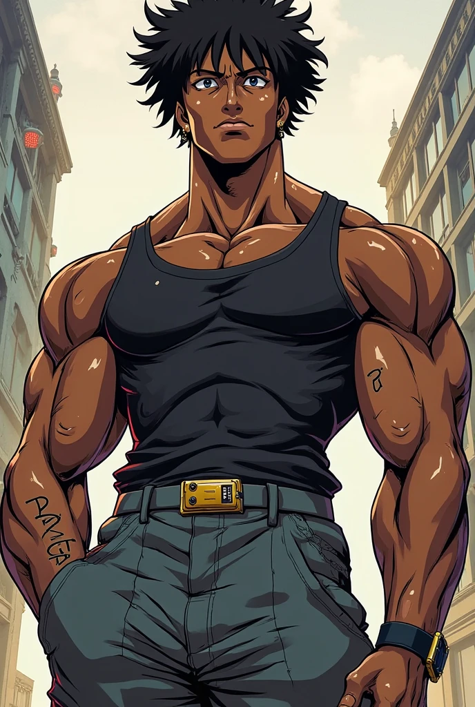 A large, muscular anthro white tiger wearing torn jeans and no shirt