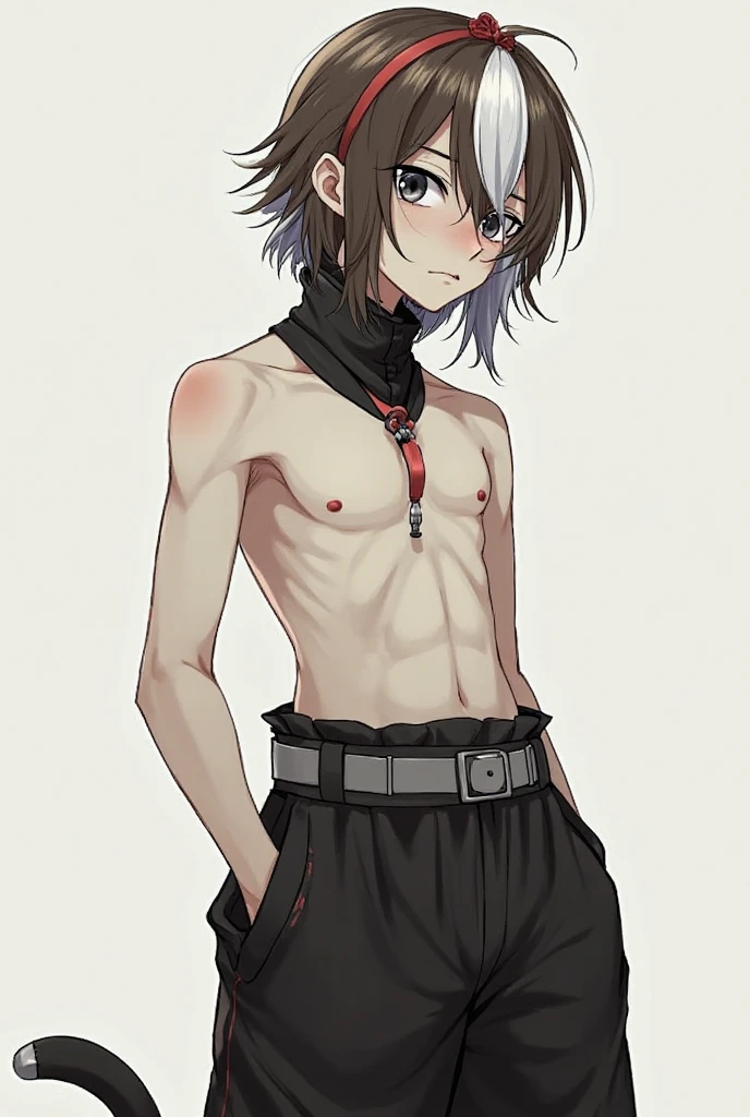 absurdres, highres, ultra detailed, super fine illustration, best quality, 1boy, perfect anatomy, male focus, solo, (dark-skinned:0.8) male, silver hair, long hair, black bikini, bare shoulders, bare arms, bare legs, &lt;lora:_L2090:-0.6&gt; &lt;lora:flat:-0.2&gt;
