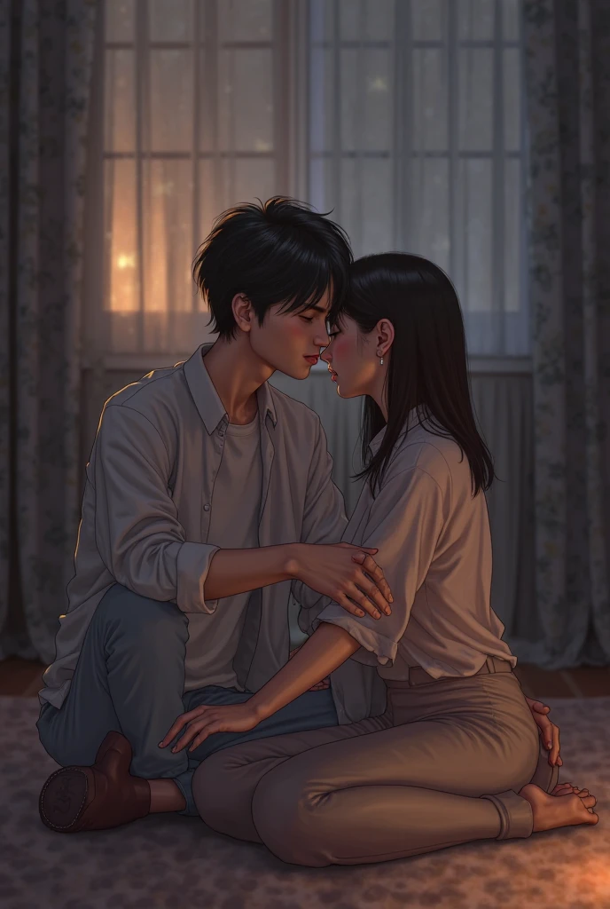 horny men、woman、embarrassing、nose blush、