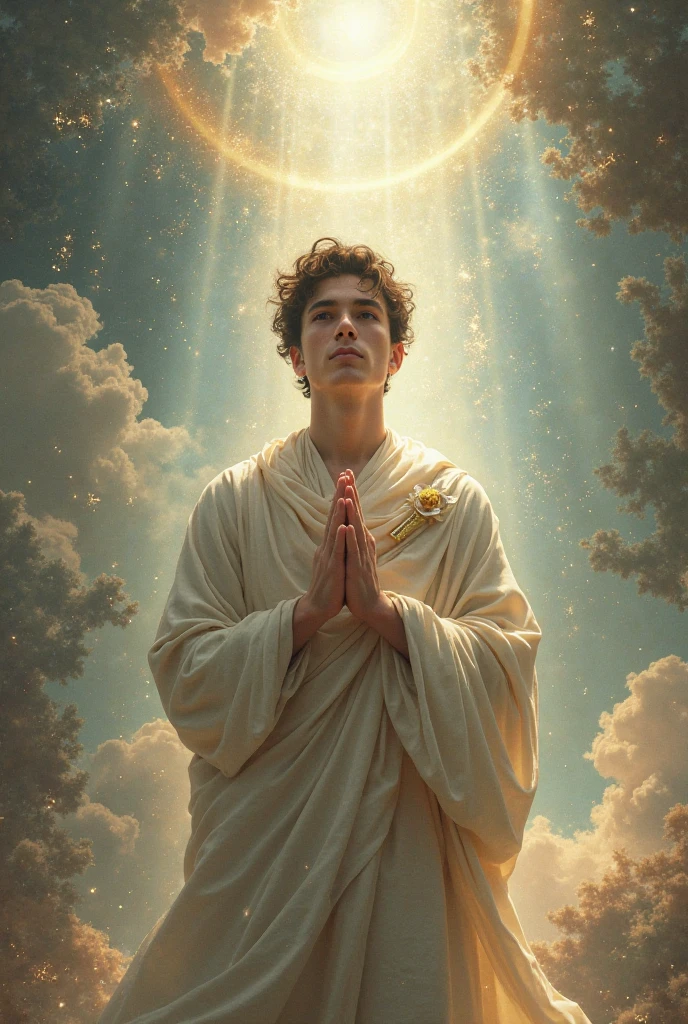 A person who practices Dhamma like living in a heaven that does not exist in this human world. He is a young male.