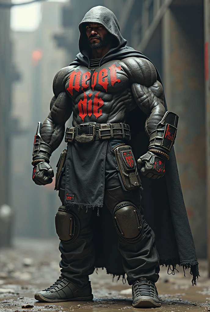 raw photo,cinematic shot,photorealistic,full body,robotic body cybermutant morbius wearing a chestplate as he prepares to morb as he holds up a poster reading "MORBIN TIME",<lora:Cyberfleshmutant-000002:0.85>