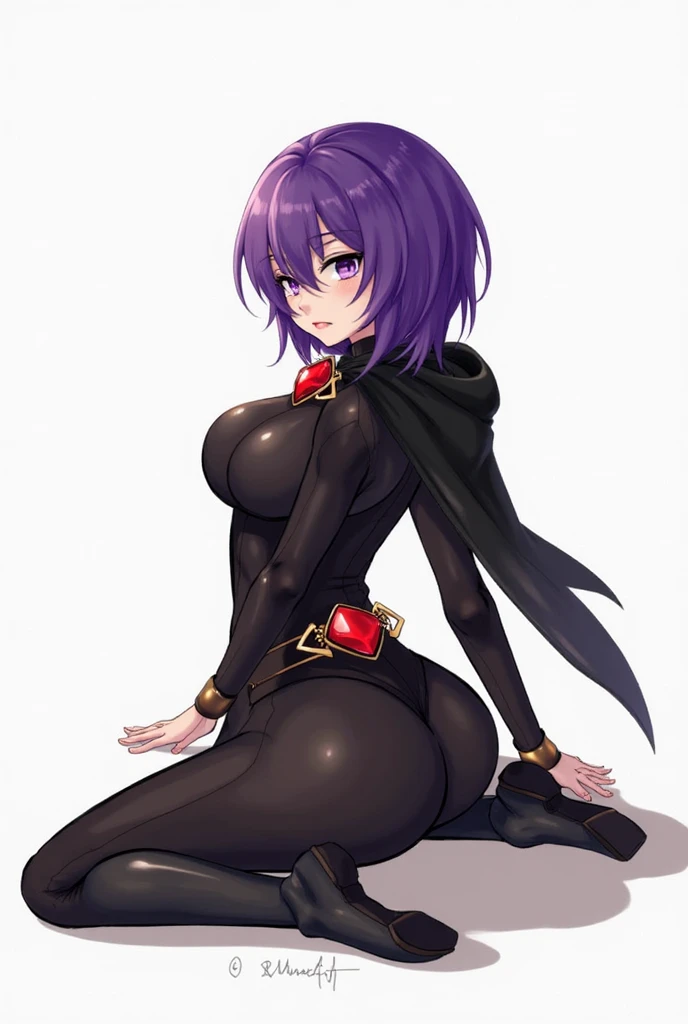 Ultra-detailed illustrations、Ultra-precise expression、masterpiece、Highest quality、ultra High resolution、High resolution、Hiromitsu Takeda Style、White background、Simple Background、One girl、solo、Mash Kyrielight、light purple hair,short hair,hair over one eyes、Rider Suit、purple heel boots、Purple eyes、Open your mouth、Large Breasts、Big Breasts、Erect nipples、Choker of Hearts、White Breath、Sweat、Glowing Skin、shiny skin、Front angle、View your viewers、stand、Leg spread