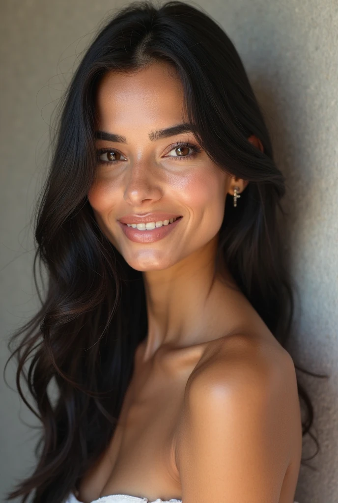 Generate an image of a thin Italian woman of approximately 23 years old with black hair