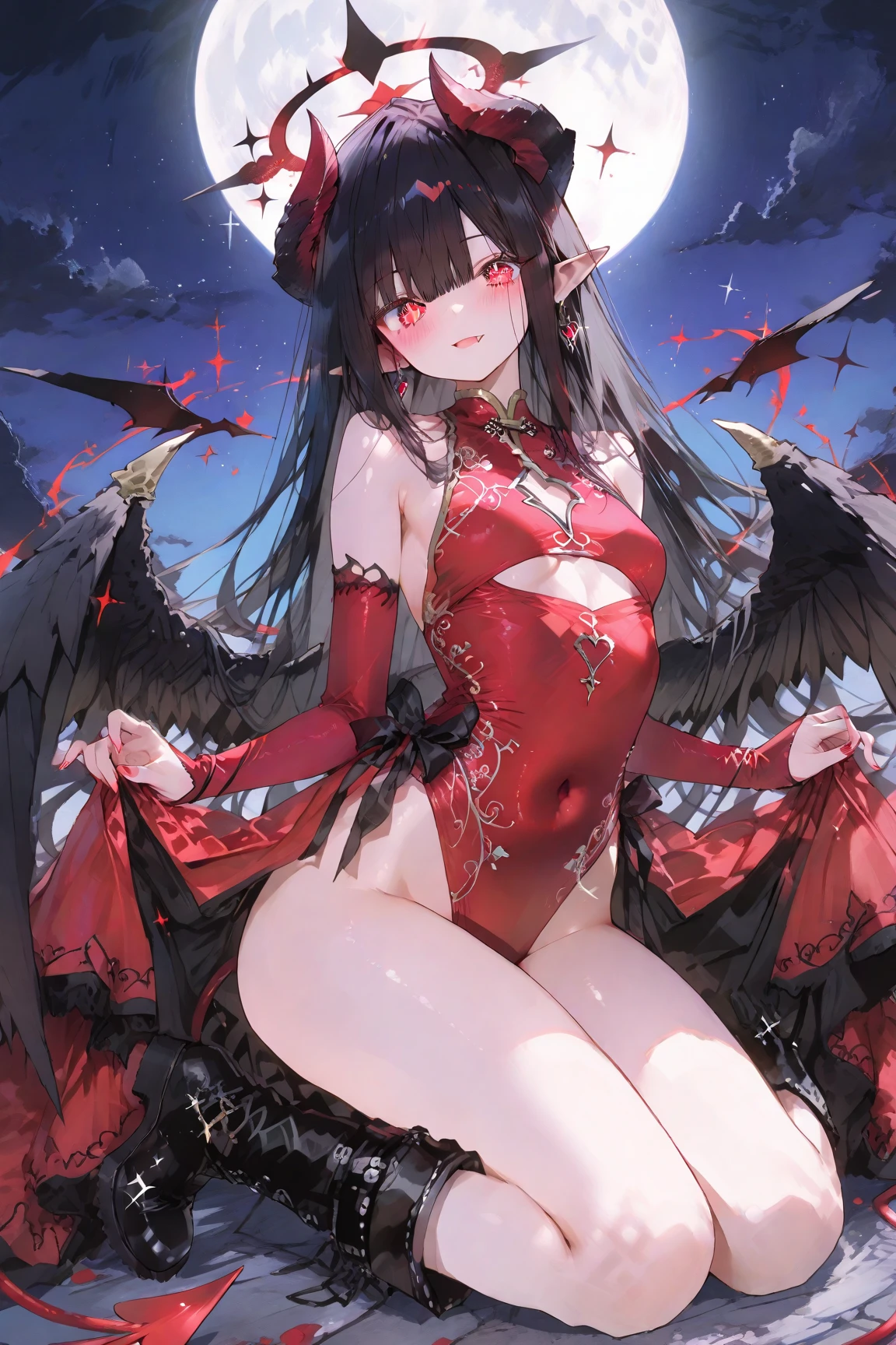 Zombie little girl,With vampire wings,With vampire teeth,lies on the ground,Exposing the crotch,white and transparent,Raised sexy,On the street,lookingat,Spread the joy of leg presses,The clothes were tattered,There are bite marks on the body,Watch from behind,put a stick in it,look of anguish