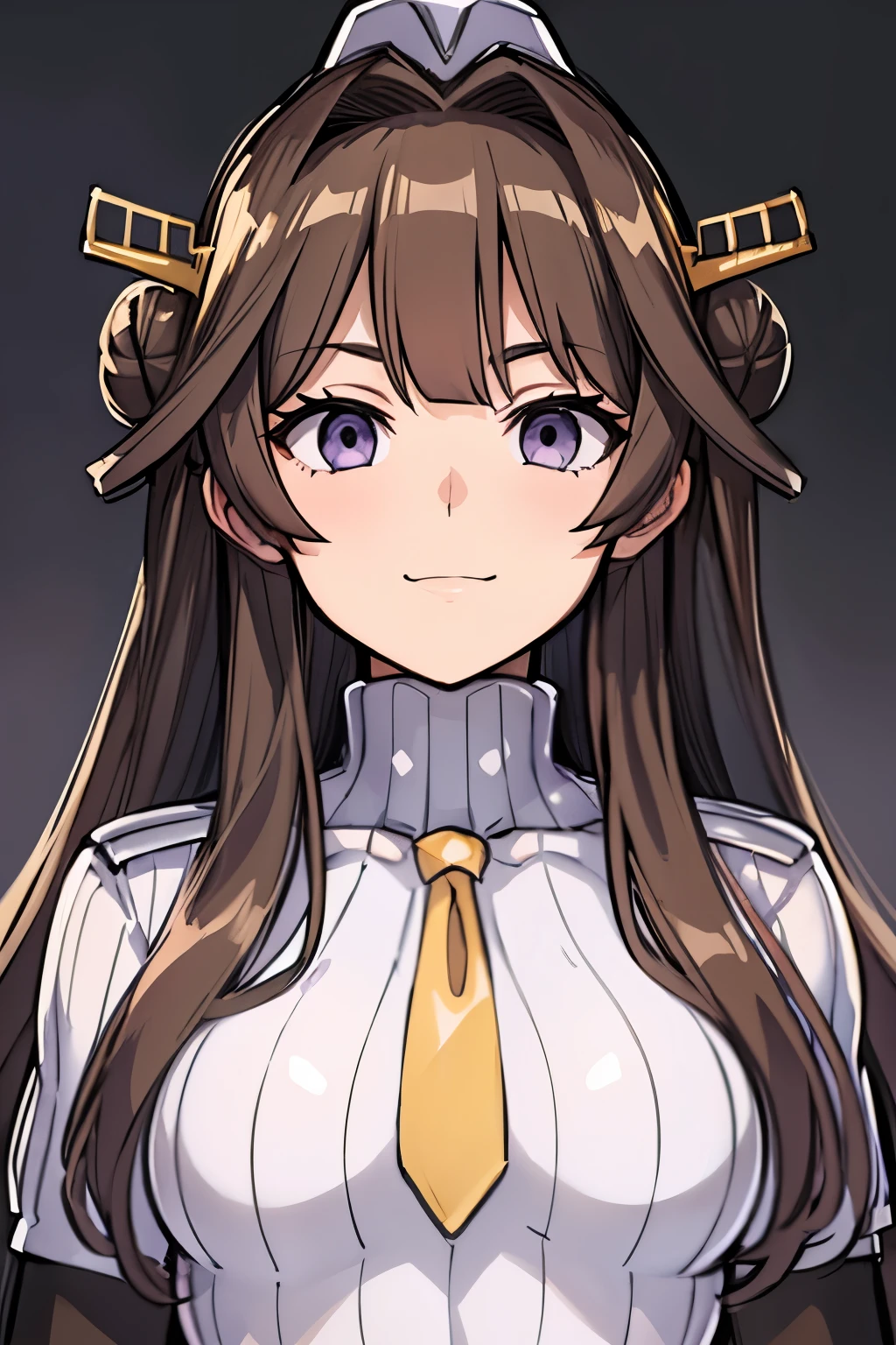 masterpiece, highest quality, (highest quality), (best illustrations), 8k,on the bed, {{{masterpiece}}}, {{{best quality}}}, {{Super detailed}}, {{very delicate and beautiful}},{{{best quality}}}, {{Super detailed}}, masterpiece, highest quality ,(high resolution),(ultra-detailliert), (highest quality), (best illustrations), 8k,{{{masterpiece}}}, {{{best quality}}}, {{Super detailed}}, {{{best quality}}}, {{Super detailed}},face close up,DOLLSUIT,black DOLLSUIT , smile , kongou, ahoge, brown hair, double bun, hair bun, hairband, headgear, long hair, (purple eyes:1.1),