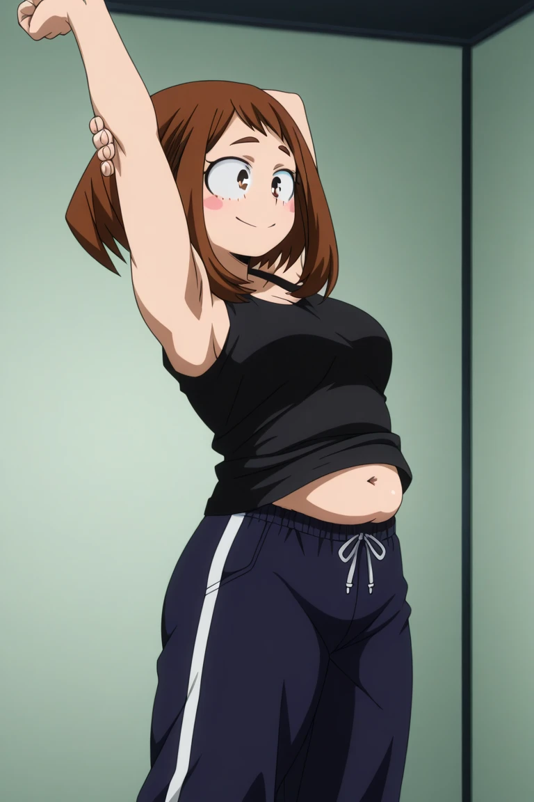 Kiruko, 1 garota, obra de arte, Sozinho, (melhor qualidade, perfeito detalhado, rosto lindamente detalhado, olhos detalhados), cabelo castanho, short pants, cinto, jeans, olhos castanhos, dia, Jeans, interior, camisa cropped, sorriso, seios, grandes peitos, Sozinho, sentado, cadeira, corar, Domineering expression, denim short pants, show stomach, NSFW