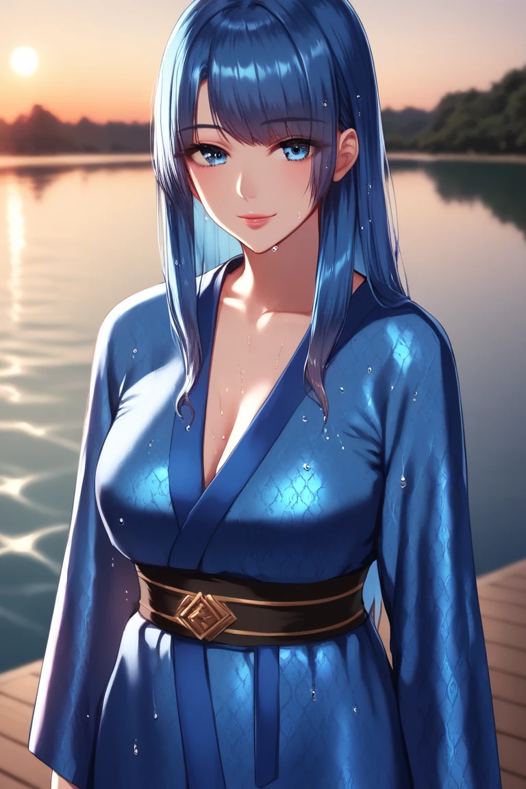 (Tanabata festival style), (in the detailed beautiful night, best sky of Galaxy), (solo:2, 15 yo, forehead blue hair long hair lovely girl, sexy blue eyes, pink lips, love smile, looking at sky), (in a cute yukata), break, background detailed Universe and Meteor shower, BREAK, perfect anatomy, masterpiece, best quality, 16k, beautiful detailed galaxy, daydreaming expression.