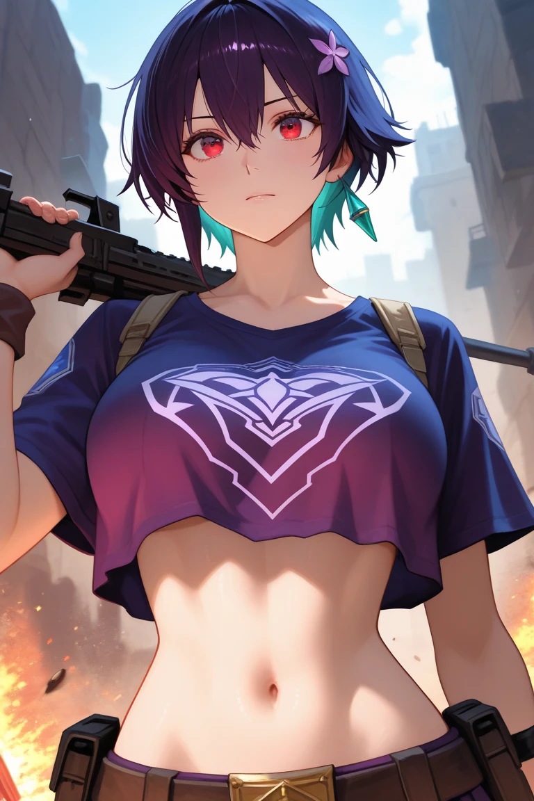 The girl with abdominal muscles moaned in pain after her abdomen was exploded