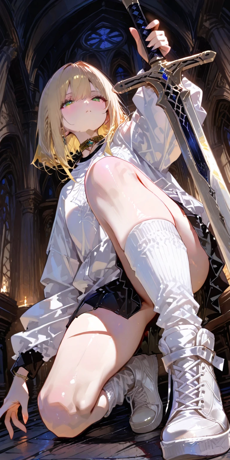 nsfw,1 girl,,petite,huge breasts,pointy breasts,cleavage,thin waist,Inverted triangular narrow chin,short hair,embarrassed,surprised,wet,topless, clothes lift,(see through:2.0) (white wedding dress:1.8),m leg,leg up,(open legs), shining green eyes,BDSM,(tied to cross pole:2.0),bondage, bound arms, bound legs,restrained,(painful expression:1.2),(blush:1.3),(panicking,sobbing:1.3),(trembling:1.9),(drooling:1.1),(orgasm:1.8),Bride3rd,