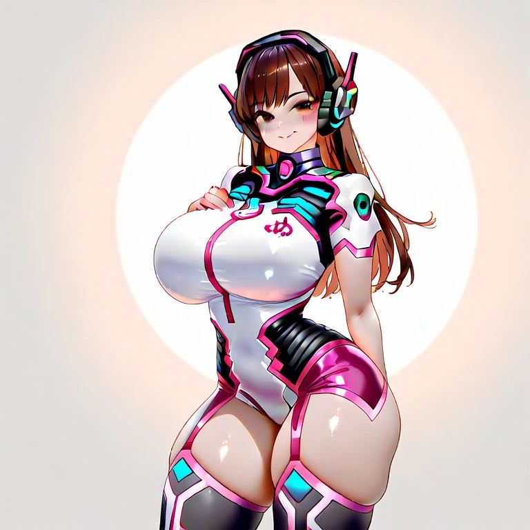 (masterpiece, best quality, ultra detailed, absurdres)1.5, 1girl, (sexy, beautiful woman, perfect face, perfect eyes, perfect female body, huge naked breasts with pink nipples)1.5, (naked), sexy, porn, (dvaover, d.va \(overwatch\), long hair, brown hair, swept bangs, headphones, bunny print, v, whisker markings, facepaint, white gloves, (without clothes), facial mark, pink lips, high collar, shoulder pads, ), (standing, meverwatch\), robot, science fiction, Korean city in background, night sky), perfect lighting, smooth, hdr