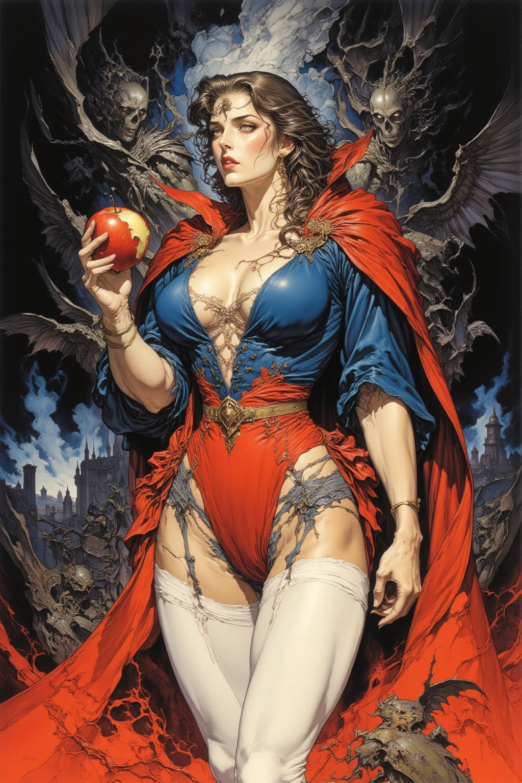 Comic Illustration of a wide camera angle, a beautiful woman sorceress, (pretty face:1.3), short black hair, (slim:1.1), (full body:1.2), (big booty:1.3), (big boobs:1.2), (detailed pupils:1.3), (skimpy mage robes:1.2), (corset:1.3), (detailed eyes:1.3), fantasy, sexy, in the fantasy forest, (sharp:1.2), (detailed:1.2), (HD:1.2), (HDR:1.2), (8K:1.2), (best quality:1.2), (best resolution:1.2), maximalist, (masterpiece:1.2), rough lines, by pencil and ink, crosshatching, <lora:detail_slider_v4:1.2>, <lora:colorize:0.7>
