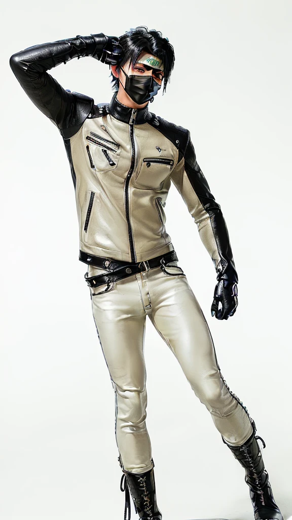 realista, Obra maestra, Detalles intrincados, Antecedentes detallados, Profundidad de campo, muscular, Foto de un guapo (Young Korean man looking like a K-pop idol), 20yo, Shirt with latex collar, shiny latex, Postura de lucha, dynamic pose, andante, Tangas, Retrato de cuerpo entero, botas negras, sosteniendo un arco, con flechas en la espalda, en la calle de una ciudad medieval, (pelo blanco corto), Tiene un toque de misterio y magia, nubes oscuras, And lightning falling to the ground. entrepierna voluptuosa, piel blanca, palido, big bulge