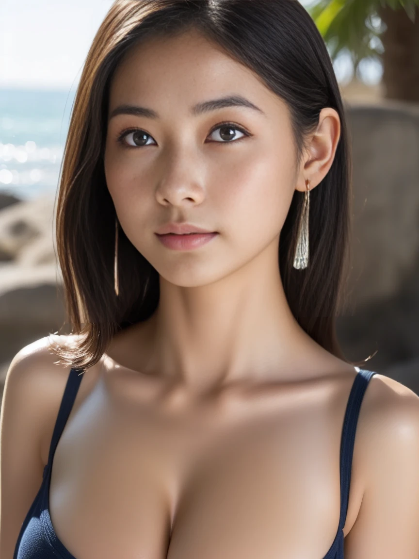 good hands, best hands, arafed woman with long black hair with deep blue highlights on the beach, flowing black hair, with black hair, photo of a beautiful woman, long flowing black hair, black golden hair, curly black hair, beautiful young asian woman, beautiful asian woman, wild ginger hair, black wispy hair, light black hair, a young asian woman, an asian woman, infp young woman, Portrait photo of a 24-year-old french girl in RAW UHD format (Brown-eyed woman), Details (textures! , Hair! , glistering, Color!! , imperfections: 1.1), DSLR Lighting, SLR camera, Ultra-Quality, sharpness, Film grain (Downtown), Fujifilm XT3, Crystal clear, Frame Center, beatiful face, ((sharp-focus)), bokeh (lit), day time, (open sky), detailed skin pores, oilly skin, suntan, Complex eye details, beautiful face, ((smiling)), (gold jewelry), egyptian style ((egyptian style golden bikini)), nsfw, ((arms up))), ((hands hidden in the hair behind the neck)), (((very small identical ear rings))), (((ultra sharp image)))