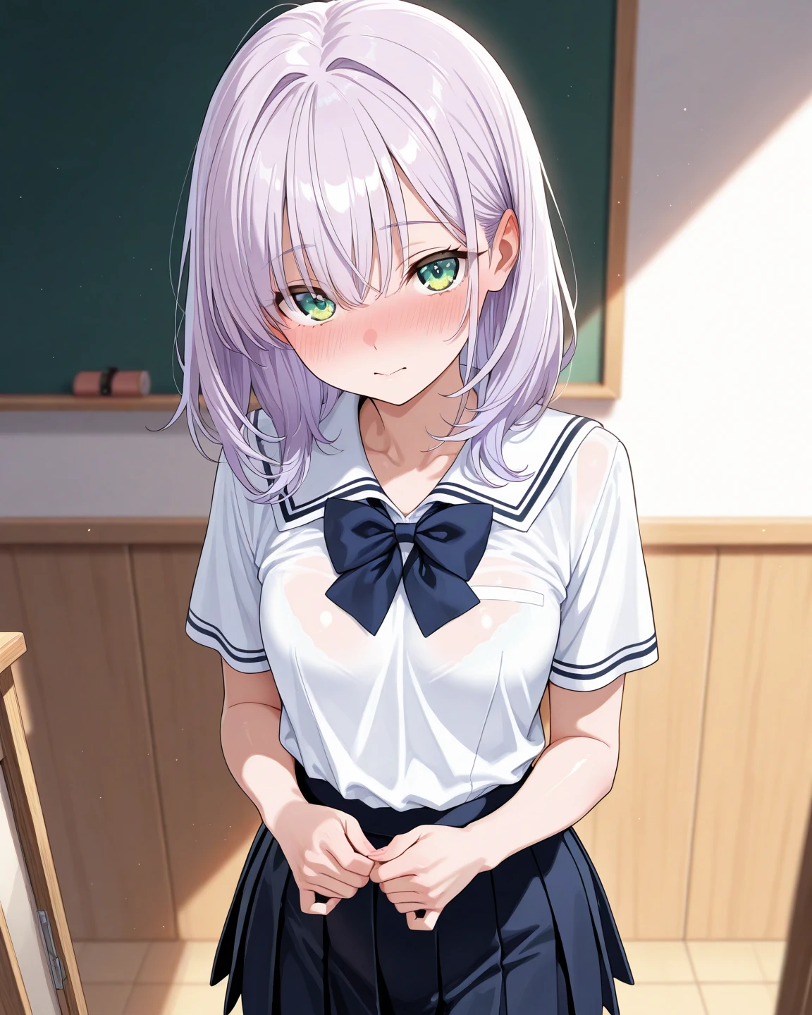 classroom naked smile blush Closed Mouth