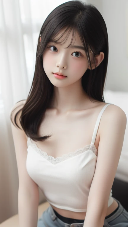 Highest quality, RAW Photos, Realistic, face, Incredibly ridiculously beautiful girl, cute, Long Hair, Depth of written boundary, High resolution, 超detailed, detailed, Very detaileded, extremely detaileded eye and face, Sharp pupils, Realistic students, Sharp focus, Cinema Lighting, flat breasts, small breasts, small,( small bust: 1.2), small bust, (slim, small, flat, small), thin, Delicate and sexy collarbone, naked,Pussy