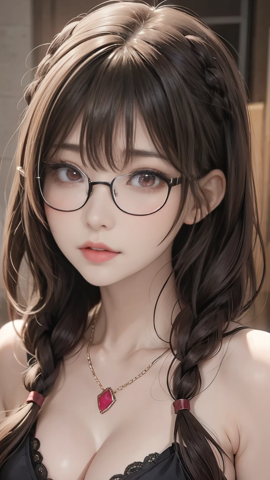 ( top quality ,high resolution:1.2), ( horror fantasy:1.5), ( ink and watercolor:1.5),(Ominous Scenery :1.5),(A lot of dust rises:1.5), (((evil eyes,well-trained abs))),(Fatal Beauty,charming beauty) ,(Flexible and strong physique),(Sensual Attraction),(Mysterious Charm:1.1),(attractive silhouette), (wonderful:1.5),( top quality、 masterpiece:1.5), (Powerful figures:1.1、Big Breasts:1.3) 、 ((((Glasses 、close up shot, cute、 red eyes、 Evil Ruby's Cursed Necklace )))),(((Glasses、Big Breasts, braids)))、 pretty face, raise my eyebrows ,close up sexy shot ,(Fatal Beauty, charming beauty ) ,(Mysterious charm:1.1),(Big Breasts、Attractive silhouette), HD texture 、High Quality Shadows、 beautiful and delicate face 、 Beautiful and delicate sticky liquid dripping from eyes 、 ray tracing 、 20th generation、 cute K-POP girl、( The Face of Korea )、Thin face、( Ulzan-6500-V1.1:0.6)、 The face of pure loss _v1 , ( beautiful and delicate face , beautiful and delicate eyes, Perfectly Balanced Face , high definition skin , detailed skin, The optimal ratio is 4 fingers and 1 thumb :1.25)、 dslr、 One Beautiful Devil Woman from Hell, seductive girl , Real Girls, Gurwitz, Gurwitz-style Artwork , Girl Roleplay, Realistic 3d style, cgstation Popular Topics,, 8K portrait rendering ,(truth,truth:1.4),(Girl in Glasses :1.2)、cheek、 glossy lips, 1. Oversized Coat: The coat、 Choose an oversized design that covers from shoulders to knees.。Navy or black are the standard colors.、[ soft khaki or beige , wait.、Choose a color that suits the season。 2. choose a color that suits your skin, a close up of a woman in a black top and glasses, with glasses, with glasses on, anime girl in real life, with long hair and piercing eyes, without glasses, spectacled, seductive anime girl, photorealistic anime, with black pigtails, seductive tifa lockhart portrait, realistic young gravure idol, realistic young anime girl, attractive anime girl