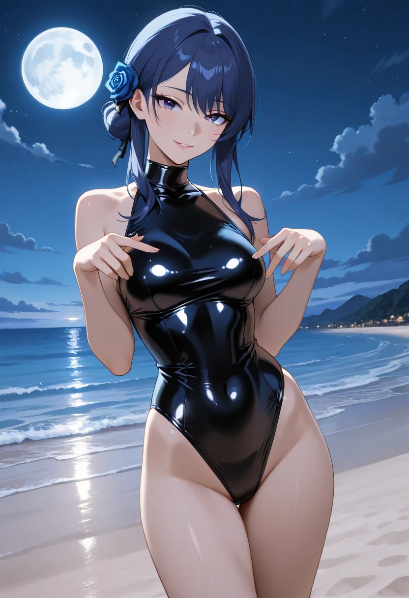 (Highest quality), (Super detailed), (An illustration), (Detailed light), (Very delicate and beautiful), One Girl, Brown Hair, Brown eyes, model, (Beautiful big boobs:1.3), Bare shoulders and chest:1.2), Highest quality, Highly detailed CG synthesis 8k wallpaper, High-resolution RAW color photos, Professional photography, (((Bokeh))), Depth of written boundary, Beach, Ocean, sun,