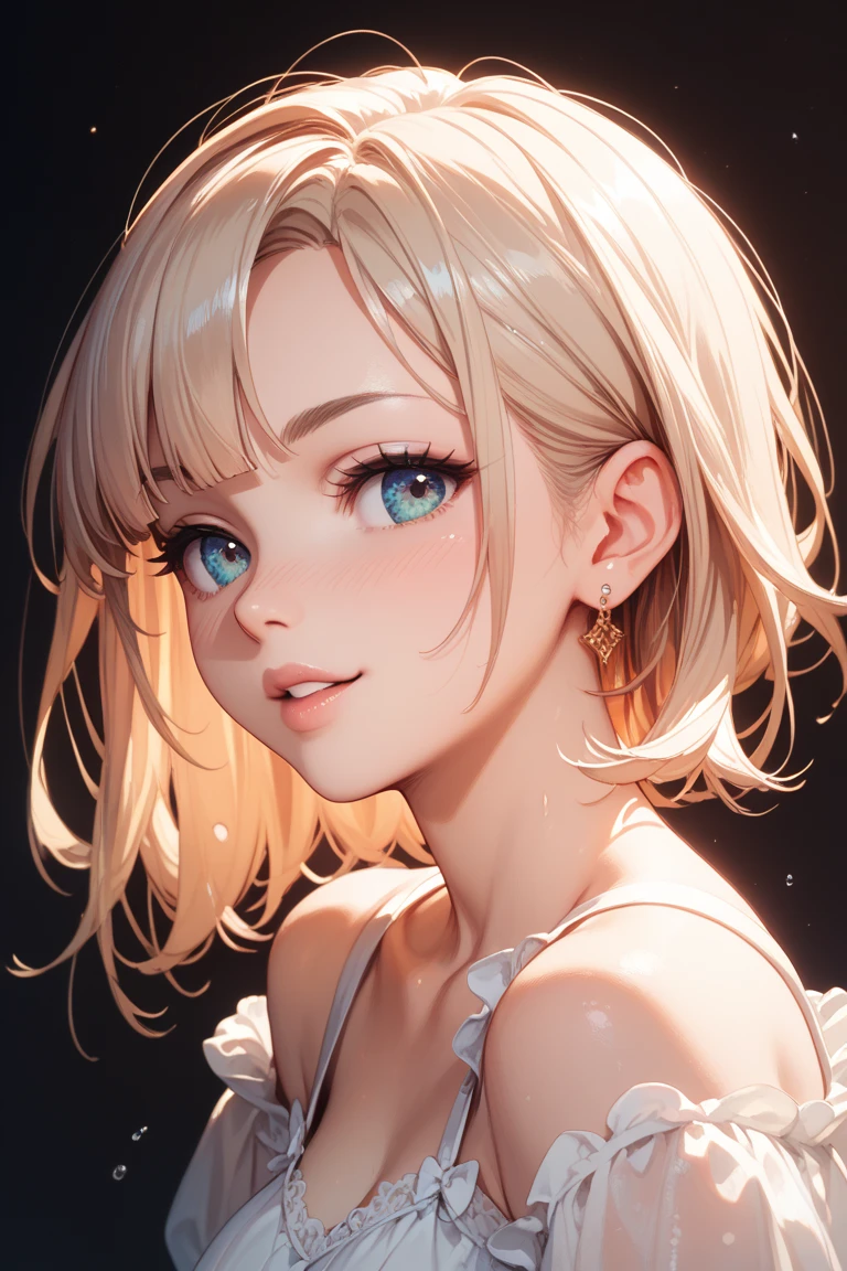 score_9, score_8_up, score_7_up, score_6_up, score_5_up, score_4_up, source_anime, uncensored, rating_questionable, {erotic face,looking away,enchanting smile}, BREAK,{solo, (2B of Nier Automa:1.4)), (slender body,small breasts),(lightbrown_lightwhite colored hair:1.4, short cut hair), (medium mouth:1.2),(narrow and sharp eyes:1.4,blue-glay eyes,sparkling eyes:1.1),(black hairband:1.4),BREAK (1 mole under the mouth:1.4)},{(cleavage between breasts:1.2)}