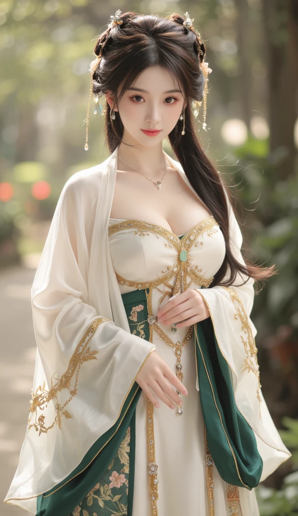 Arapefi, Green princess dress， Look up at the camera， wearing high heels，Wear a crown，choker necklace，Close up from above，next to a window, In the castle, Sense of transparency，（oversized boobs，1.5），Expose cleavage，Turn around and look at the camera，tmasterpiece，Flawless，Sense of transparency，Empty inspiration，More details and decoration，Exposing thighs，8K，（Wear decorations such as rings，1.9），White-colored skin，Ornate ornament，White waist stockings，one-girl，(Dissection is correct，PremiumQuality, high detal, Masterpiece）