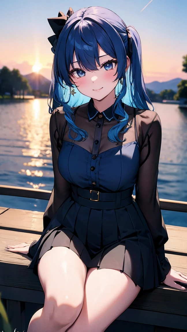 (Highest quality:1.4、8K:1.4、detailed)、F cup bust、Big Breasts、Slim body、Very white beautiful skin、((((1 person、smile、Surprised expression、sit、Chair、 the background are the urban buildings of Tokyo、looking at the camera、Indoor cafe terrace、Navy hair color、Straight Long Hair、juice、Shooting up close、table、Very cute face))))、((((nude、Areola))))、(Touching cheeks with both hands pose:1.4)、(((Off-the-shoulder seamless top)))、Nipples、Very blue sky、A completely cloudless sky
