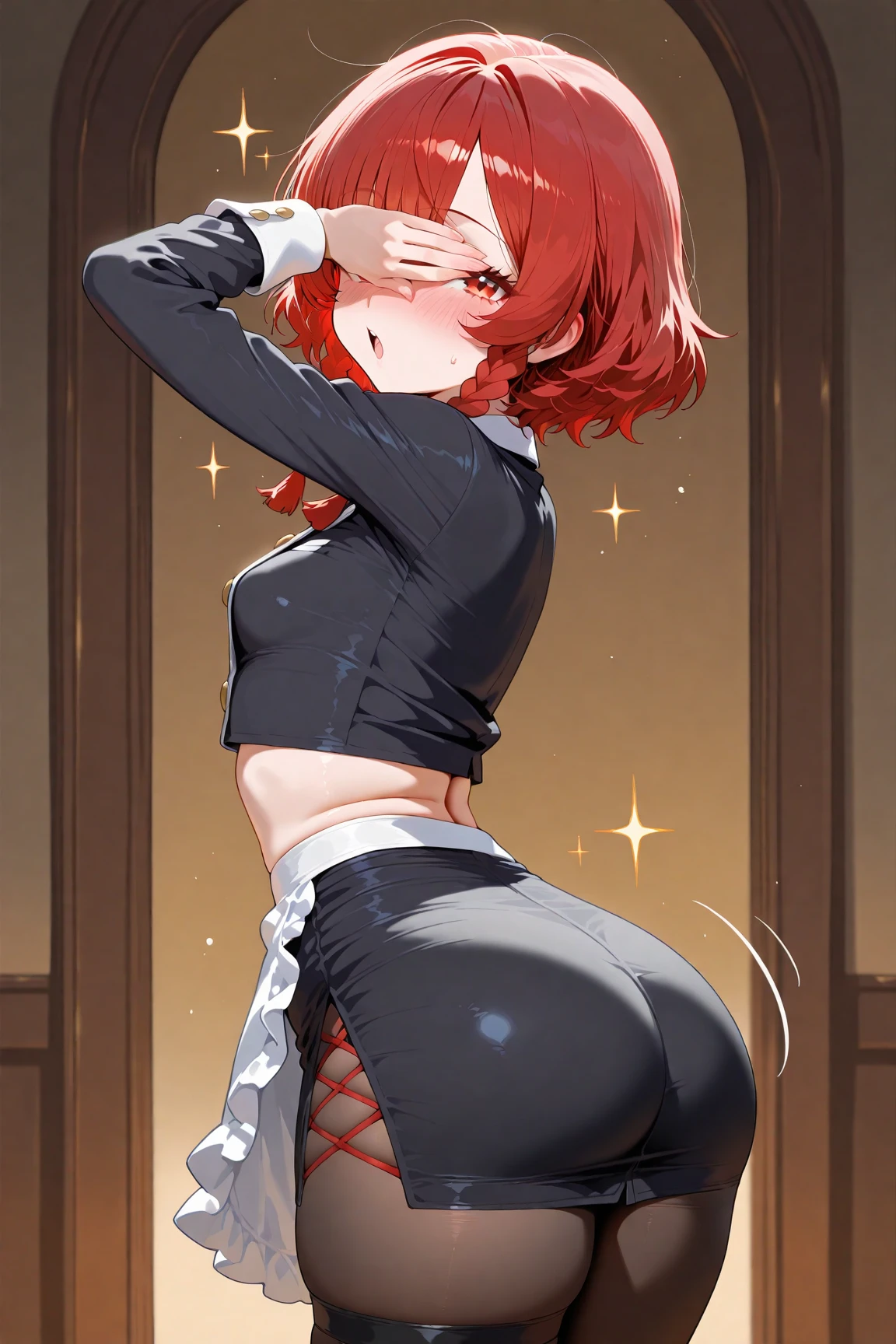 Nobara jujutsu kaisen with a tight red Strappy Fishtail Dress highlighting the curves of the body ( big breast and ass )