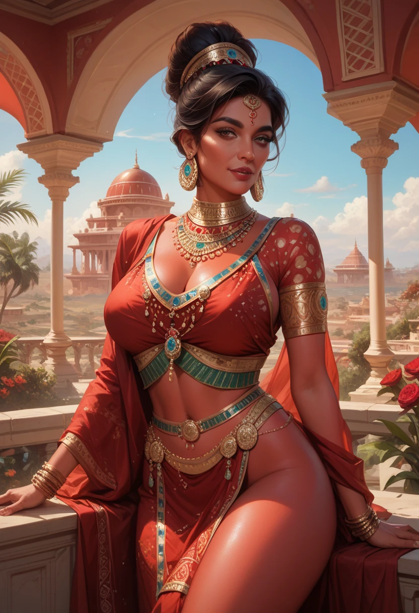The Monsoons inspired me in India; garden, wisteria, Beautiful sexy Demi Rose as a gorgeous Indian Empress with hourglass body in a sensual pose; ((Traditional Indian Empress dress)); standing; ultra glossy lips; ((bright gold lips)); ((Traditional Indian Makeup)); ((ultrarealistic sapphire jewelry)); (gigantic breasts:1.2); overflowing huge breasts; heavily oiled shiny skin; fully nude; coin slot pussy; detailed pussy; detailed skin; ultra detailed eyes; ultra detailed face; ultra detailed lips; full body symmetrical, golden ratio, incredibly detailed, 8k, masterpiece, artstation, surreal --sref 1254378280