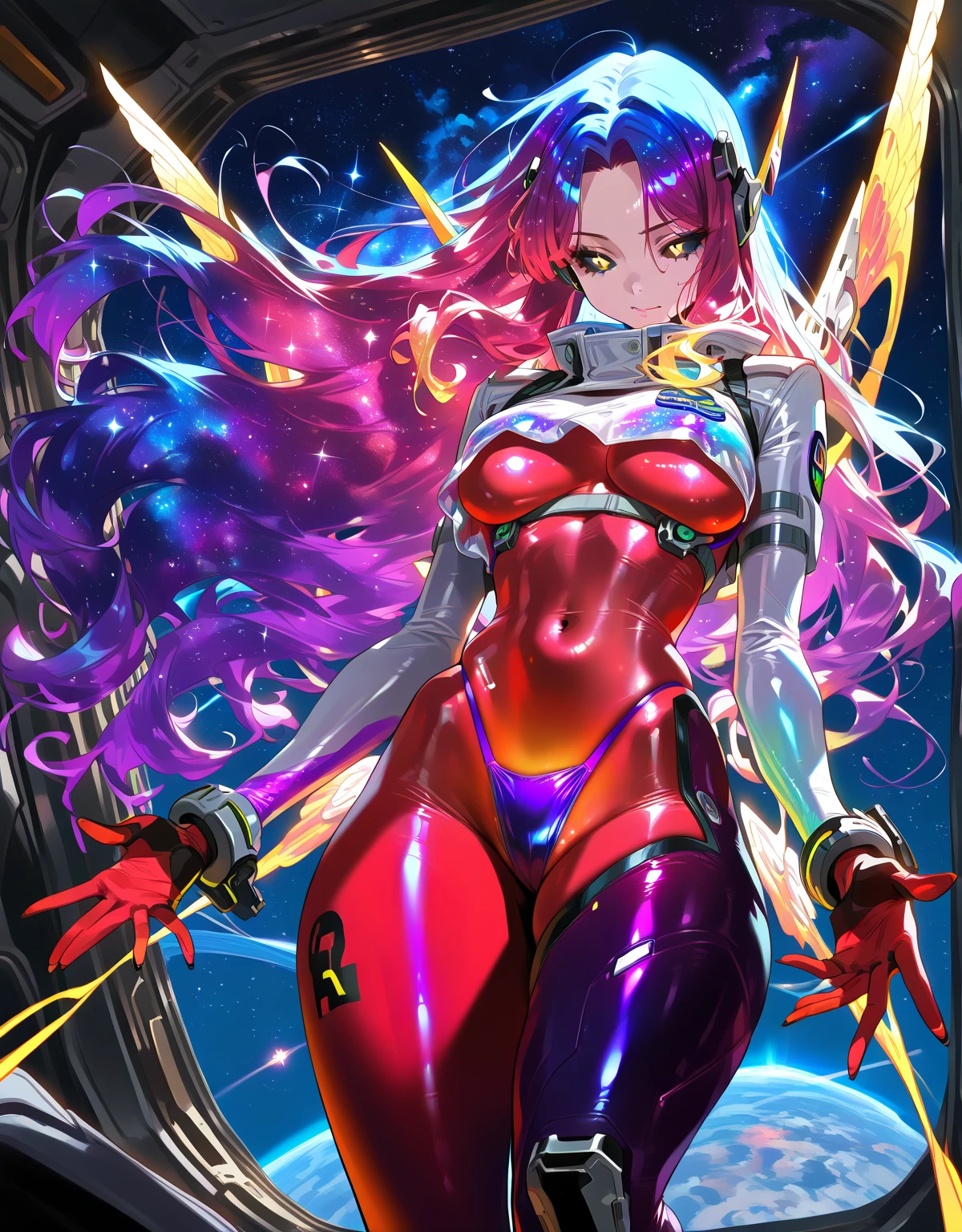 future, neon, tech Valkyrie, technology bodysuit,tech boots, tech gloves, tech headphones, cleavage, fullbody dynamic sexy pose, Tech futuristic armor.