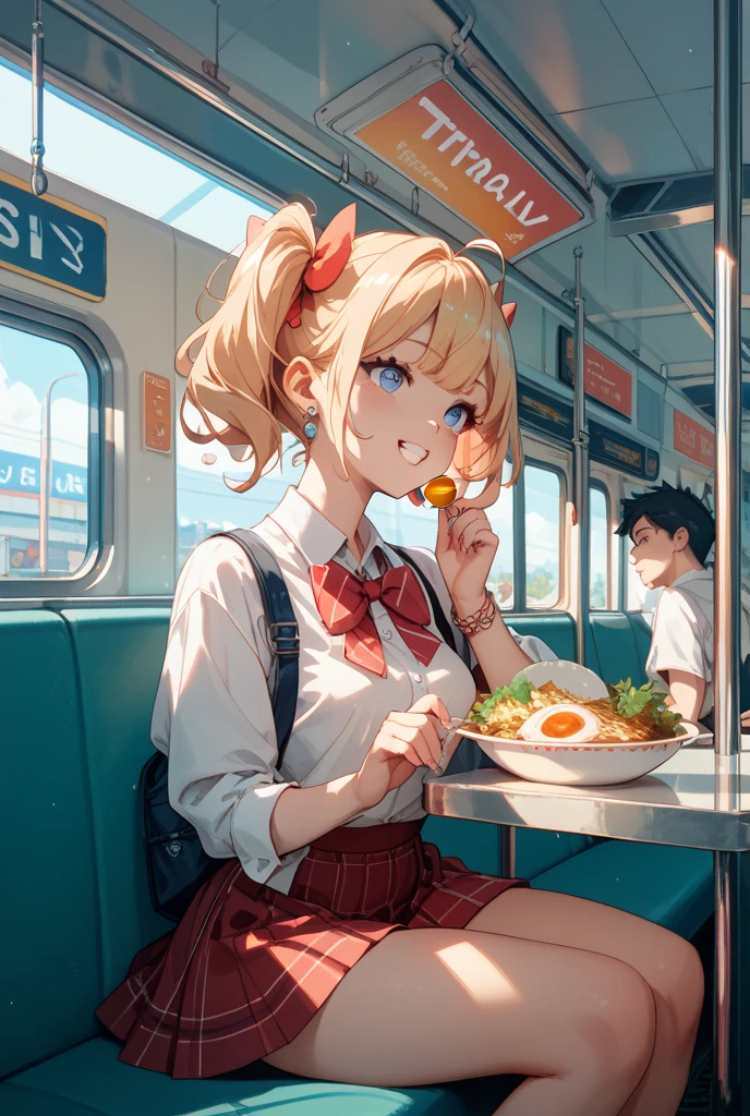 The subway is full of two-dimensional characters that can open up a dimensional rift、a magical girl floats inside instant ramen