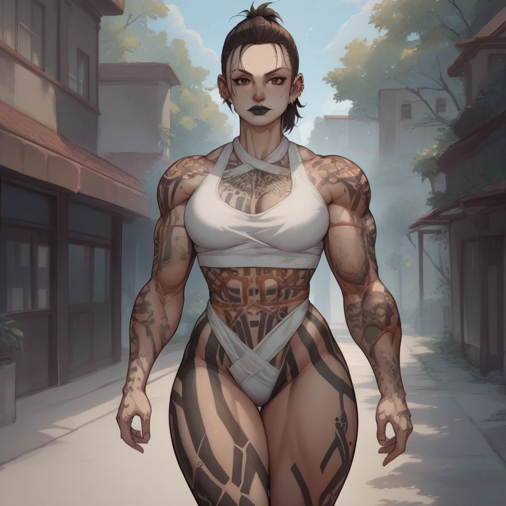 character Lara Croft Dynamic pose Gender Female Height 5'11"
Peso
135 libras (61 kg)
Brown eyesWell-designed symmetrical breasts Cartoon style. DL style drawing style illustration. Fundo Branco