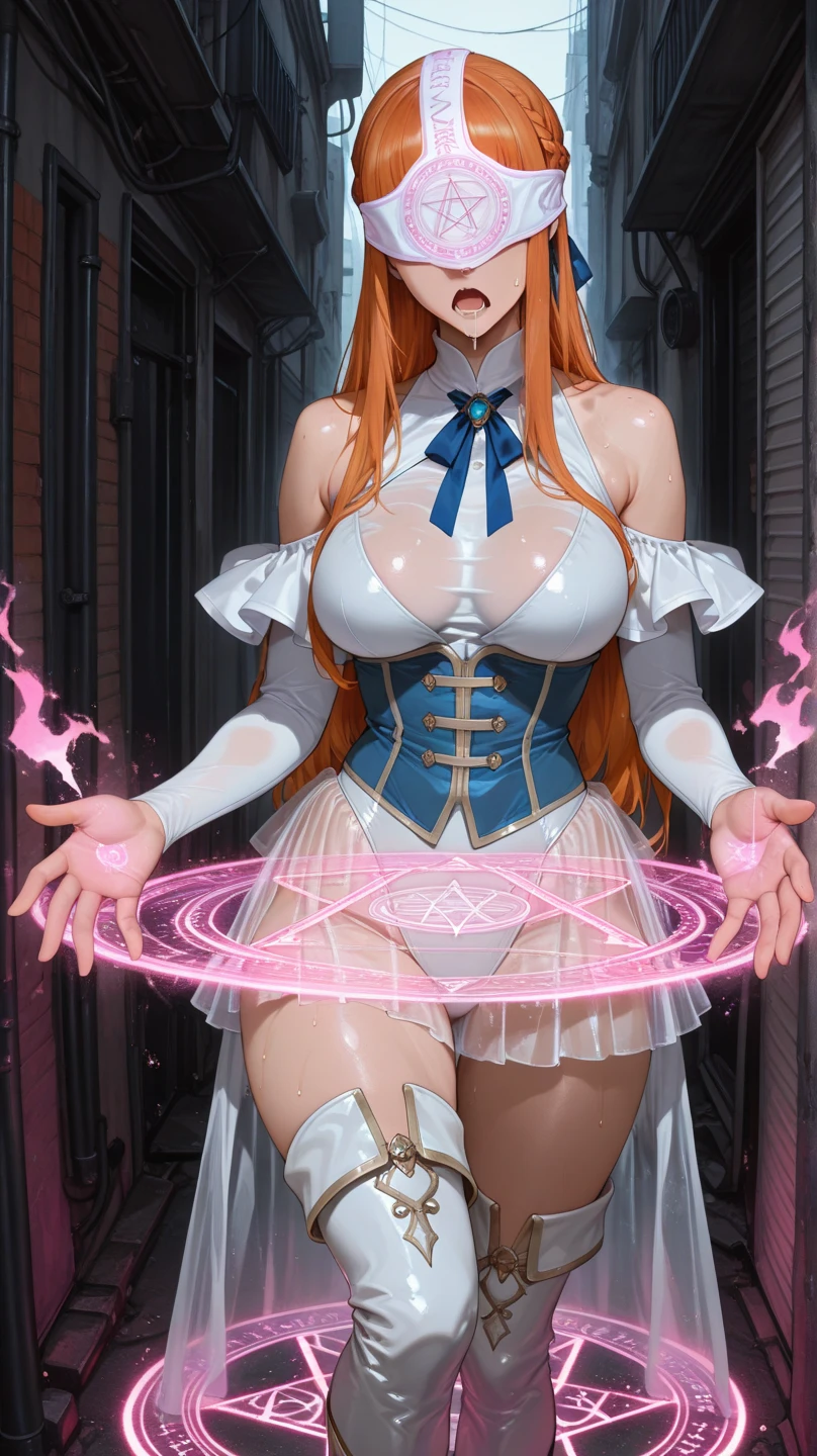 ((Highest quality、、masterpiece:1.3)), Upper Body、Long legs、Sharp focus:1.2, Beautiful woman with perfect figure:1.4、((Big Breasts:1.2)), (Big Breasts、Soft looking big ass、Feminine body 、Smiling:1.2), Face and skin texture crafted to the smallest detail、Fine-grained、double eyelid、25-year-old female、sexly、((((Cosplay、Isekai background、Fantasy、Magical World、Brave))))