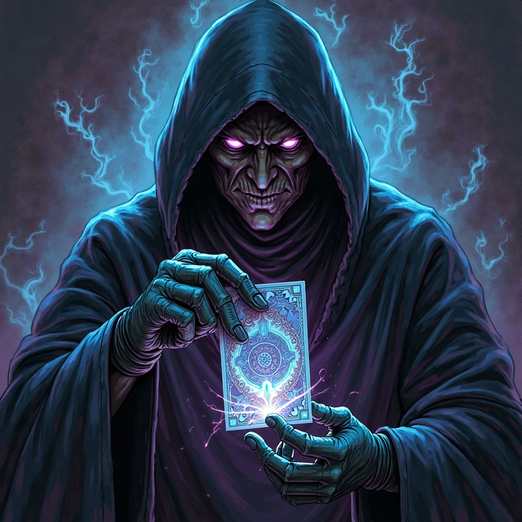 Dr. Doom with a book that brings forth constellations in Pearl art style
