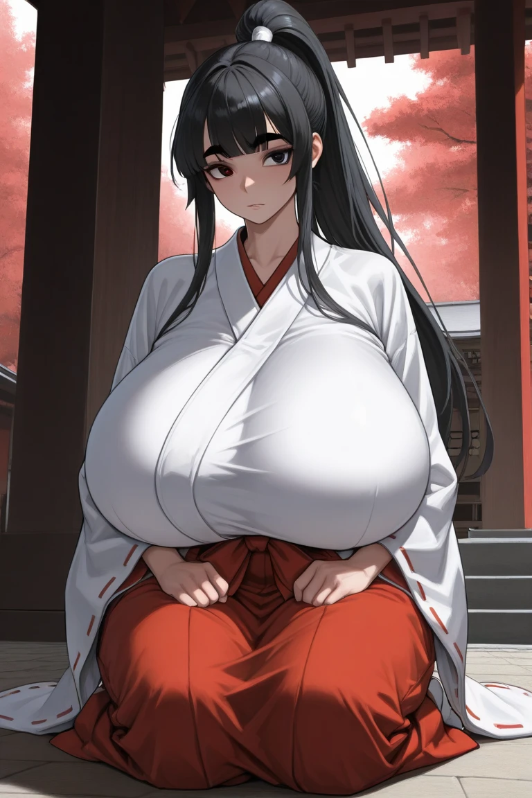 (8K、highest quality、masterpiece)、Taisho Era、japanese kimono、beautiful adult woman、grace、((super huge huge breasts))、pensive、boredom、sentimental、shortness of breath、A smile of enlightenment、long black hair、Ahoge、braid ponytail、muscle、muscle美、Muscle Beauty、