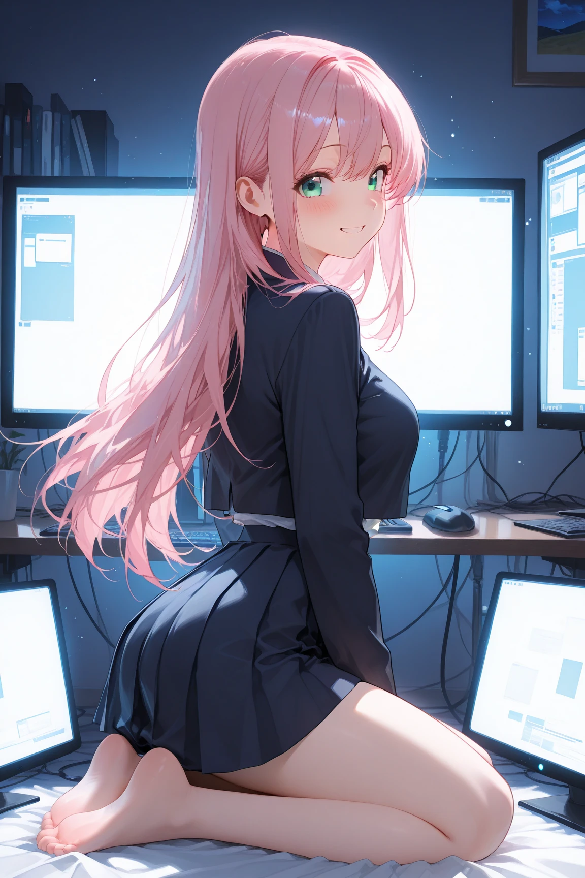 masterpiece, best quality, extremely detailed, ultra detailed, flat anime, 2D, List of sexy girl on the computer's monitors, ((background only)),