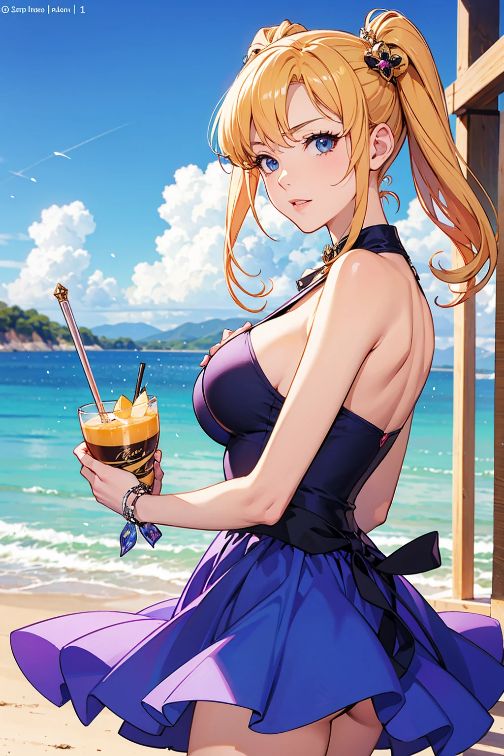 1girl, ultra high res, large chest, cleavage, shorts, exposed tummy, shorts, ice scream