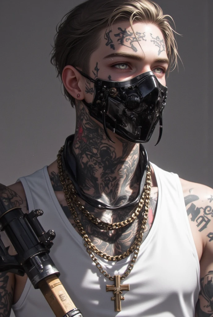 score_9, score_8_up, score_7_up, <lora:Vittorio_Toscano_Pony:0.8> grey hair, facial hair, tattoos, face tattoo, necklace, muscle, slave <lora:masky:0.8> mouth mask, mask