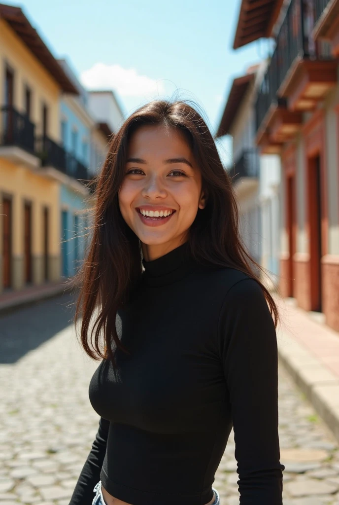 chica sonriente mirando el horizonte